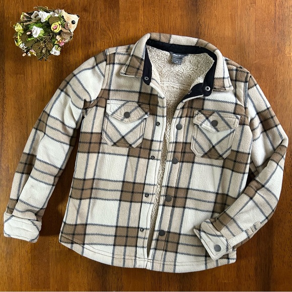 Eddie Bauer Other - Eddie Bauer Kids Sherpa-Lined Plaid Shacket | Boys Size 7 | Toasty Lumberjack